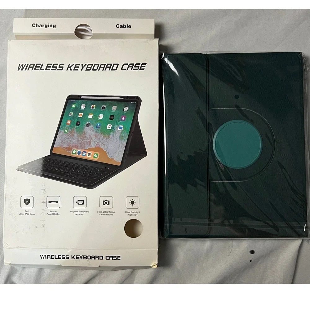 Teal Wireless Keyboard Case for iPad 10.9 inch 360 Rotating‎ Folio Cover New